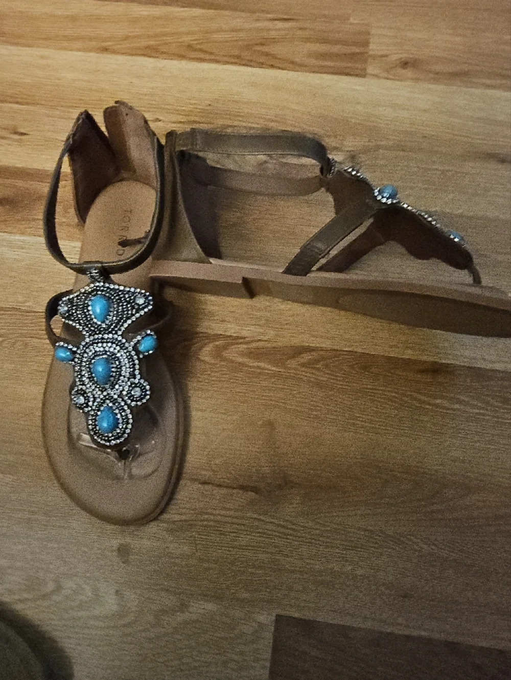 torrid Brown Sandals with Turquoise Beaded Embellishment - Picture 2 of 4